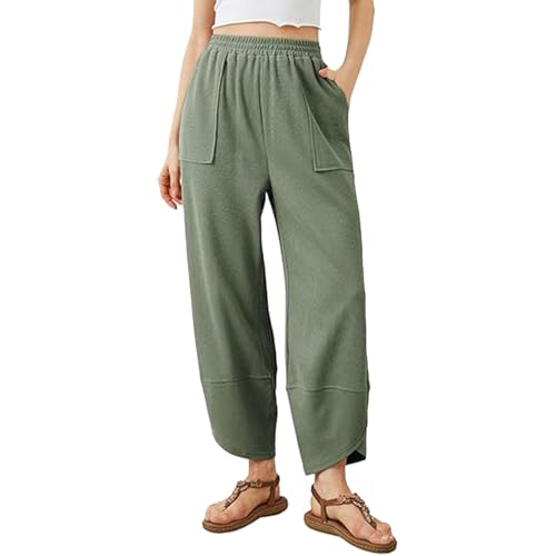 Pantalon ample femme à jambe large doté d'une taille élastique ajustable