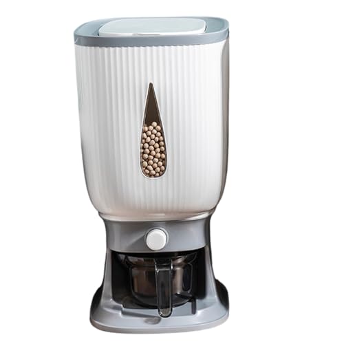 Dispensador de arroz 10 kg, recipiente de almacenamiento de arroz de plástico sellado y a prueba de humedad con taza de medición, dispensador de cereal visible para la despensa de la cocina de soja d