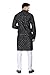 Men's Embroidered Sequined Kurta with White Pyjama Set Indian Traditional Party Wear Outfit (Black Lines, M)