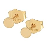 Wild Moonstone Tiny Flat Circle Disc Stud Earrings - 14k Yellow Gold Filled - 3mm