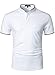 HOOD CREW Mans Fashion Short Sleeve Polo Shirts Summer Casual Band Collar Tops Shirt White XL