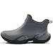 GUYISAKJ Men's Ankle Rain Boots - Slip On Waterproof Festival & Garden Shoes - Comfortable Lightweight Rubber Wellies with Decorative Buckle black&grey
