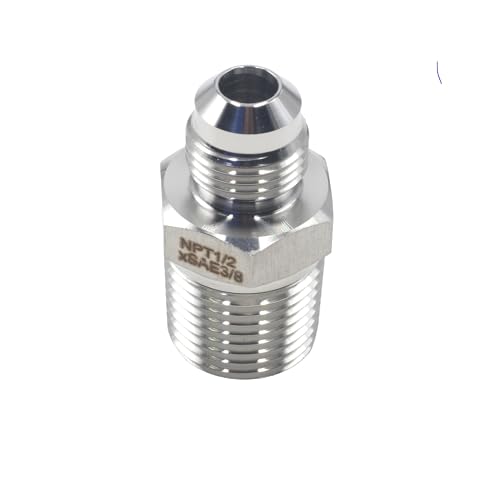 Image of HFS(R)4PCS, 1 /2 inch NPT Male to 3 /8 inch SAE Male Flare Tubing Adapter Hose Connector Pipe Fittings 304 Stainless Steel
