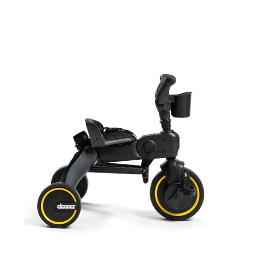 Image of Doona Liki Trike S5 - Premium Foldable Trike for Toddlers, Kids /Baby Tricycle Stroller with Cushion Seat, UPF 50+ Sun Protection & Harness, Parental Control, Ages 10 Months to 3 Years, Midnight,Black