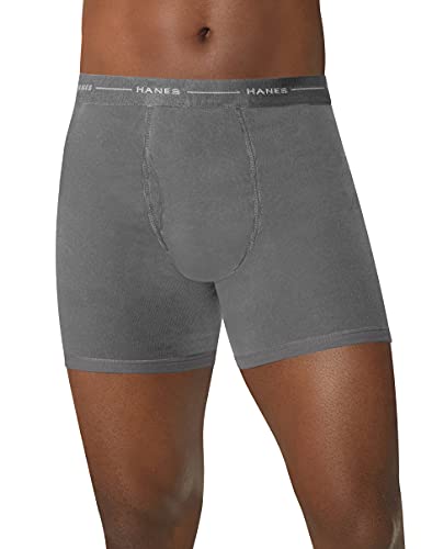 Hanes Mens ComfortSoft TAGLESS Boxer Briefs 5-Pack, 3XL, Black/Grey