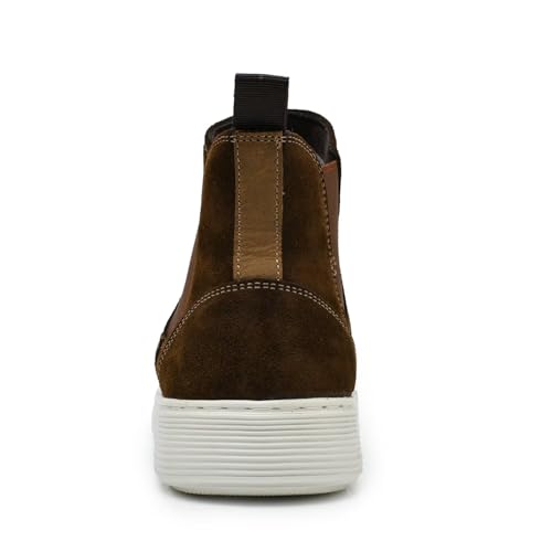 Image of Sneaker Shoes, Genuine Leather High-top Casual Chukka Dress Boots Khaki 9