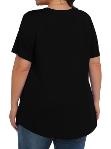 Image of Tencede Womens Plus Size Tops Tunic Short Sleeve Crew Neck Shirts Casual Soft Blouse 1X-5X
