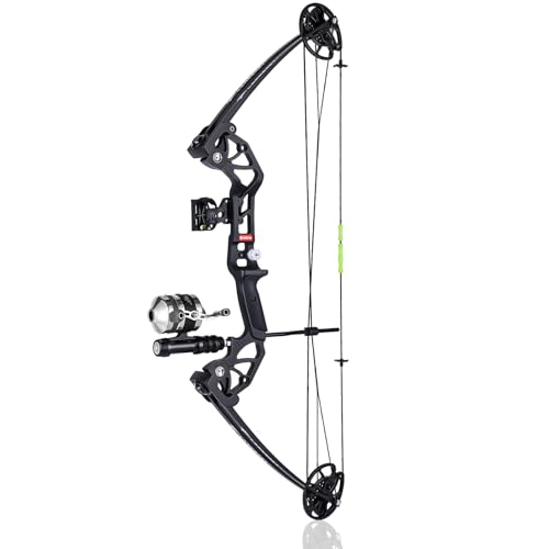 Motion Zeus Kit de arco de pesca con arco de 15 a 45 libras para diestros 2023, longitud de extracción de 18 a 29.5 pulgadas, totalmente ajustable (bolsa negra para diestros)