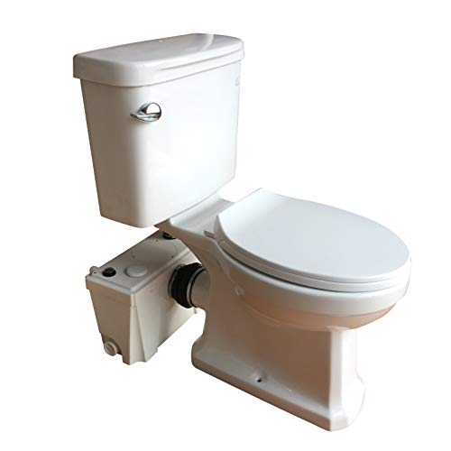 INTELFLO Macerating Toilet Kit Included 500Watt Macerator Pump and Round Toilet Bowl, Water