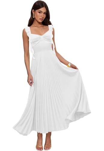 Satin Pleated Bridesmaid Dresses for Women Long Spaghetti Straps Formal Gowns Ruffled Evening Dress