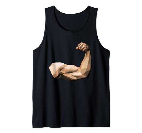Biceps Peak Shoulders Forearm Low Polygon Art Weightlifting Tank Top, Black