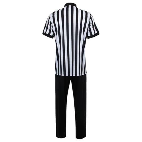 Générique Maillot d'arbitre – Costume à Rayures Noires et Blanches, Maillot réf à Manches Courtes et col en V avec Pantalon pour Football, Basket-Ball, Hockey, Volley-Ball, Baseball, Softball