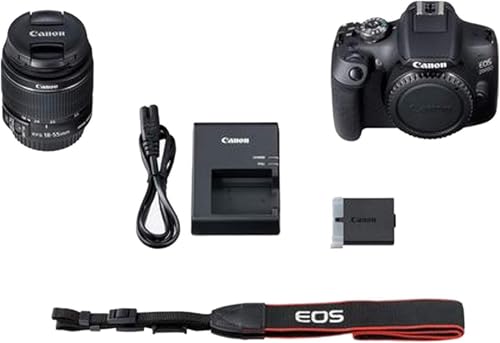Image of Canon EOS 2000D (Rebel T7) Digital SLR Camera with 18-55mm Lens Kit (Black) - Basic Accessories Bundle of Scandisk 16GB SD Card + SD Card Reader + 58mm 3pcs Filter Kit + Brush Pen (Renewed)