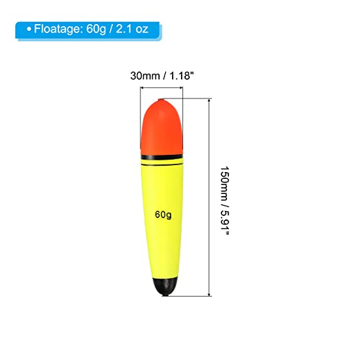 PATIKIL 2.1oz Fishing Slip Bobbers, 2 Pack EVA Fishing Float for Sea Fishing Freshwater Yellow - Image 2
