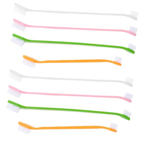 Toddmomy 8pcs Puppy Tooth Portable Pet Toothbrushes Pet Cleaning Dog Toothbrush Dual Head Oral Care Non-Slip Handle