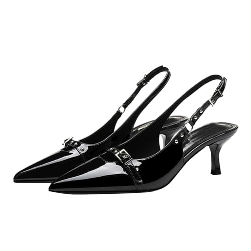 Escarpins à bride noirs pour femme avec bout pointu | Chaussures taille 38
