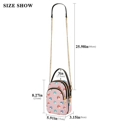 Cute Colorful Mushroom Pink Women Shoulder Handbag Quilted Cell Phone Purse Chain Strap Cute Zipper Ladies Clutch Satchel3