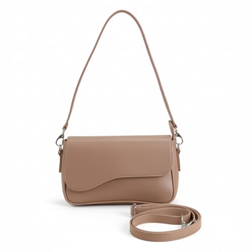 Bolsa Feminina Baguete Transversal Ombro Tiracolo Lisa (NUDE)