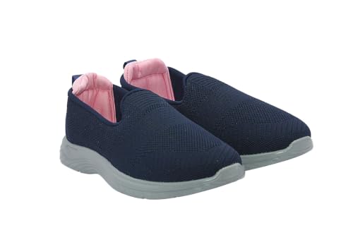 Image of WalkLine Women's Slip-On Walking Shoes | Lightweight Knitted Mesh Casual Sneakers | Soft PU Sole Comfortable Loafers | Breathable Running, Gym, Travel Shoes for Women