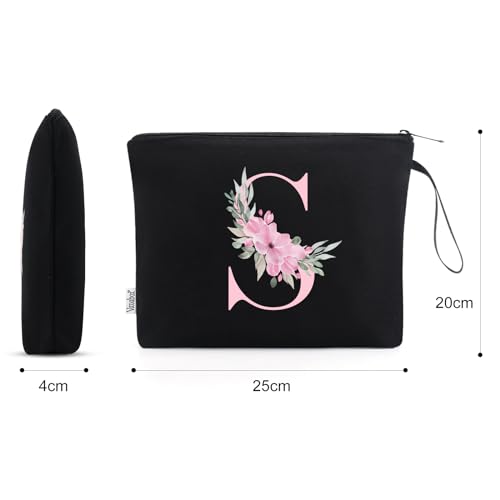 Vavabox A-Z Personalized Initial Makeup Bag, Birthday Gifts for Women Unique,Bride Bridesmaid Gift Cosmetic Bags (S, Black) - Image 3