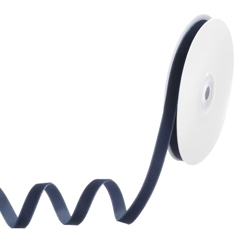 M METERXITY Cinta de Terciopelo Azul Marino, 10 Yardas 3/8' de Ancho Cinta de Terciopelo Fino de Nylon de Una Cara para Envolver Regalos Ramo de Boda Lazos para el Cabello