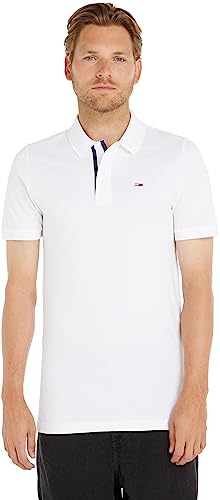 Tommy Jeans Herren Tjm Slim Placket Dm0dm15370 Kurzarm Poloshirts, Weiß, M...