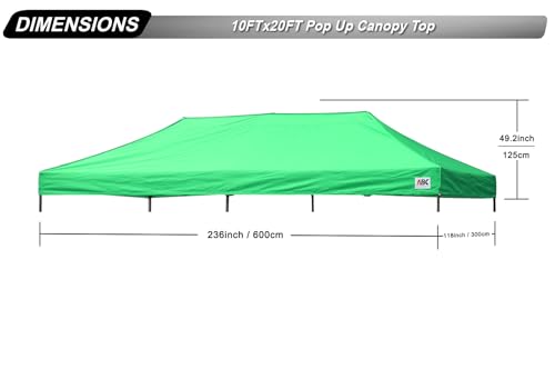 Image of ABCCANOPY Replacement Canopy Top for Pop Up Canopy Tent 10x20 Kelly Green