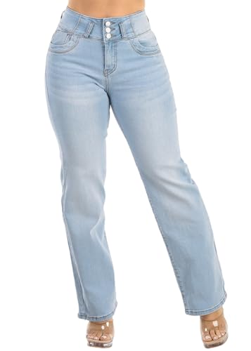 Image of Moda Xpress Women's Butt Lifting High Waisted Bootcut Jeans - Stretchy, Comfortable Flare Jeans in Junior Size Vintage Style