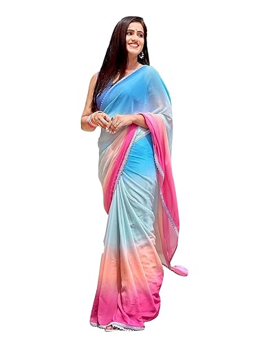 Image of Avantika Fashion Women's Amazing Plain Georgette Saree With Blouse Piece