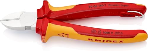Knipex Tronchese Laterale Per Meccanica Cromata, Isolante, Collaudati Vde; Incorporato Per Agganciare Una Protezione Anticaduta 180 Mm 70 06 180 T