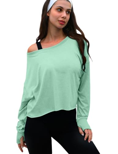 Image of UNIANKIYA Open Back Workout Tops for Women Long Sleeve Cropped Athletic Clothes Gym Running Yoga Low Impact Sports T Shirts