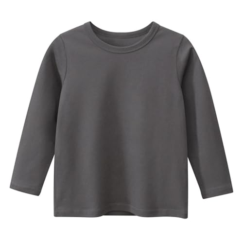 Toddler Girls Boys Long Sleeve T Shirt Casual Round Neck Solid Color Cotton Basic Tops Stretchy Comfy Blouses for Kids