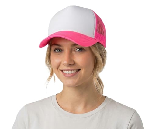 Image of NYFASHION101 Plain Mesh Trucker Hat - Breathable 6-Panel Daily Snapback Cap, Customizable Ideal for DIY Embroidery & Patches