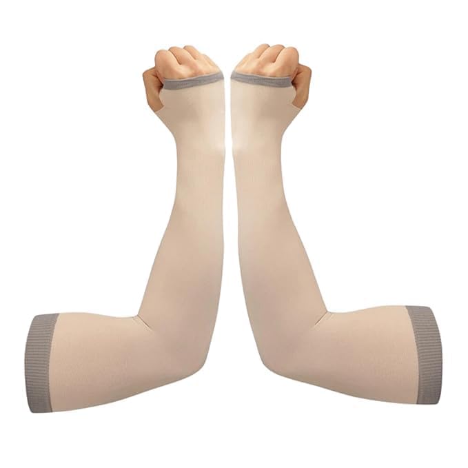 Image of Arm Sleeve UV Protection Cooling Arm Sleeves for Sports Driving Sun Protection Full Hand Gloves Arm Cover For Unisex with Thumb Hole for Boys Girls