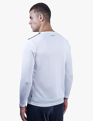 Image of Revolt Streetwear SINDICATE Men Revolt Men's Soft & Comfortable Round Neck T-Shirt - Full Sleeve, Logo Branding (Cloud Dancer, XL)