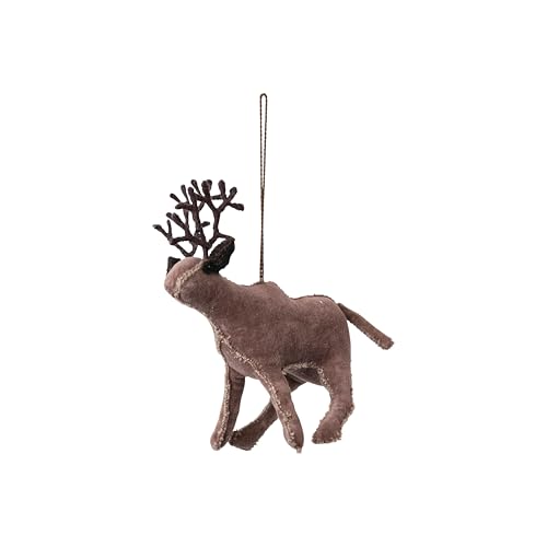 Creative Co-Op Handmade Cotton Velvet and Wire Caribou Ornament, Brown