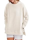 ANRABESS Womens Oversized Sweatshirt Crewneck Long Sleeve Tunic Pollover Shirt Side Zipper Hoodie Sweater 2025 Spring Clothes Apricot Medium