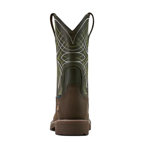 Ariat Men's Activator Waterproof Steel Toe Work Boot, Dark Brown/Green, 9.54