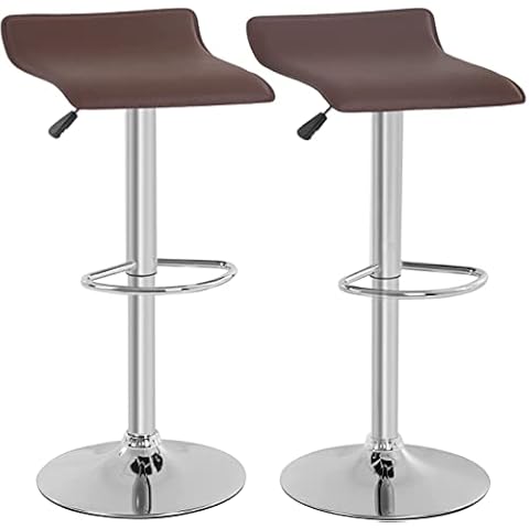 Tyyps Backless Bar Stools Set of 2, Contemporary PU Leather Adjustable Bar Chairs Counter Height Stools Metal Footrest Base 360° Swivel Stool Bar Stools Living Room Pub Kitchen Barstools, Cream Cover