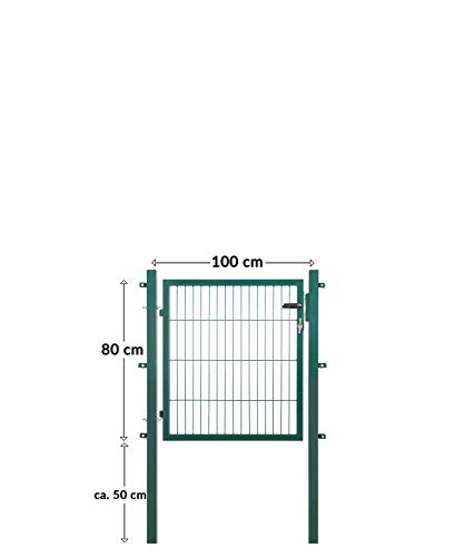 Koll Living Gartentore für Stabmattenzaun - Farbe und Höhe wählbar - inkl. Pfosten und Befestigungsmaterial (Gartentor H 80 x B 100 cm, grün)