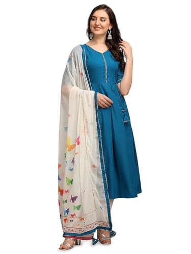 Image of Women's Rayon Blend Anarkali Kurta with Digital Print Dupatta Set for Girls