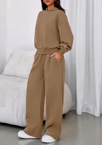 Image of PRETTYGARDEN Womens Sweatsuits 2 Piece Set 2026 Casual Winter Long Sleeve Hoodie Loose Wide Leg Sweatpants Fall Tracksuit
