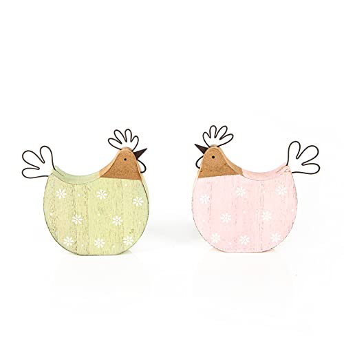 Logbuch-Verlag 2 Bunte Hühner Figuren Hahn + Henne Paar rosa grün 12,5 cm...