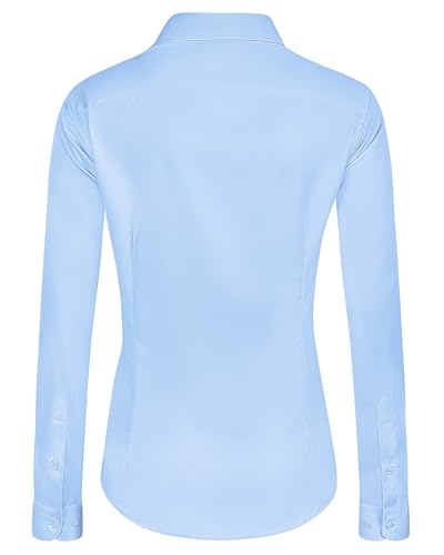 Image of J.VER Womens Dress Shirts Long Sleeve Button Down Shirt Wrinkle-Free Business Casual Blouse Office Work Tops