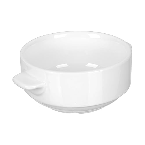 SOLUSTRE Two-ear Bowl Western-style Salad Binaural Soup Pure White Sugar Water Cup Comfortable Handle