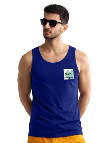 Image of Veirdo Pure Cotton Sleeveless Regular Fit Front Print Placement Scoop Neck Vest for Men & Boys