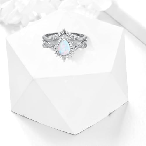 Teardrop 1-5 Carat Gemstone and Moissanite Wedding Ring Sets 10K 14K 18K Solid Gold Pear Cut Gemstone Engagement Ring Set Bridal Ring Sets Promise Ring Sets for Women3