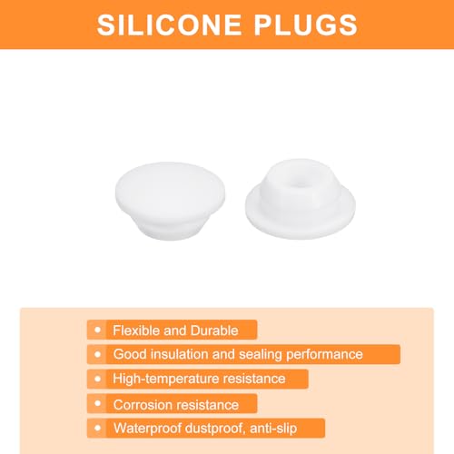 Image of uxcell 26 Pcs Silicone Plugs, Rubber Round Snap in Locking Hole Plugs for 10-10.5mm Hole, Hole Stoppers Waterproof Hole Plug for Metal Tube, Furniture End Caps Inserts, White