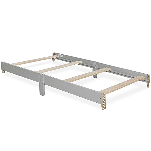 Image of Dream On Me Mini Crib Bed Rail in Cool Grey, Converts Mini Cribs to Twin Size Beds, Solid Wood Construction