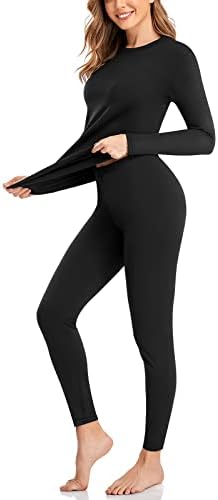 SIMIYA Women Thermal Underwear Set Base Layer Long Sleeve Top Ultra Soft Long Johns Fleece Lined Thermals Leggings for Winter Workout